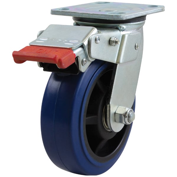 150mm Reb Rubber Wheel 225kg Capacity Castor (S6632SLB) image 0