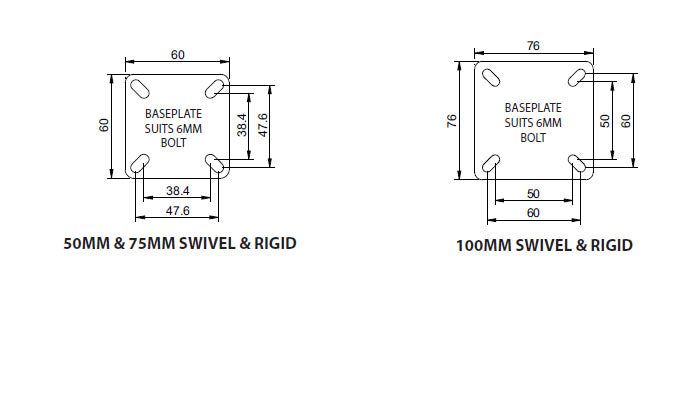 Richmond Castor Swivel with Institutional Rubber 100mm Wheel (S4710) image 1