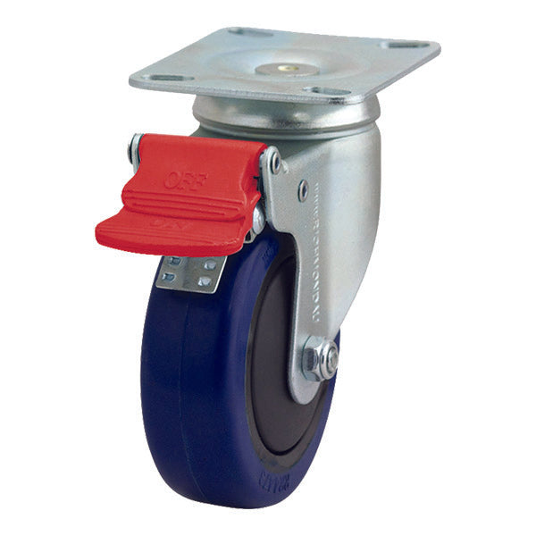 Richmond Castor Swivel with Rebound Rubber 100mm Wheel and Brake (S4110B) image 0