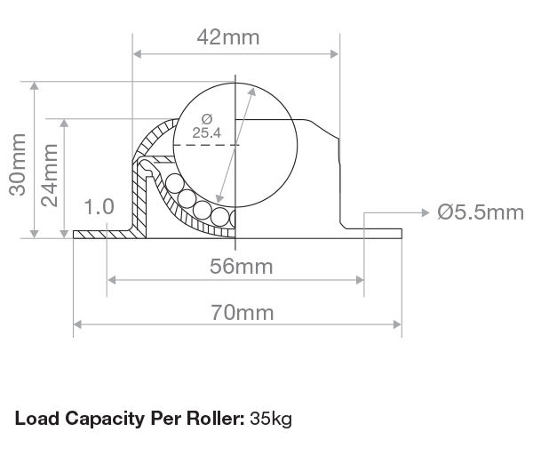 304 Stainless Steel Double Flange Mount Ball Transfer 25.4mm Roller Diameter | BTR125SS image 1