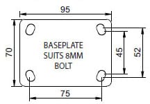 Richmond Castor Swivel with Polyurethane 125mm Wheel (S5581) image 1