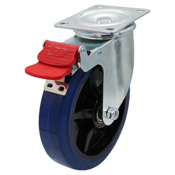 Richmond Castor Swivel with Rebound Rubber 200mm Wheel and Brake (S8042B) image 0