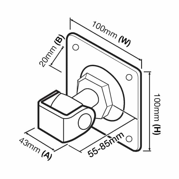 M20 Adjustable Hinge With Fixing Plate (GTR103) image 1