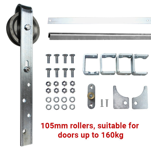Heavy Duty Barn Door Rail Kit with 105mm Rollers (BHR023105KIT) image 3