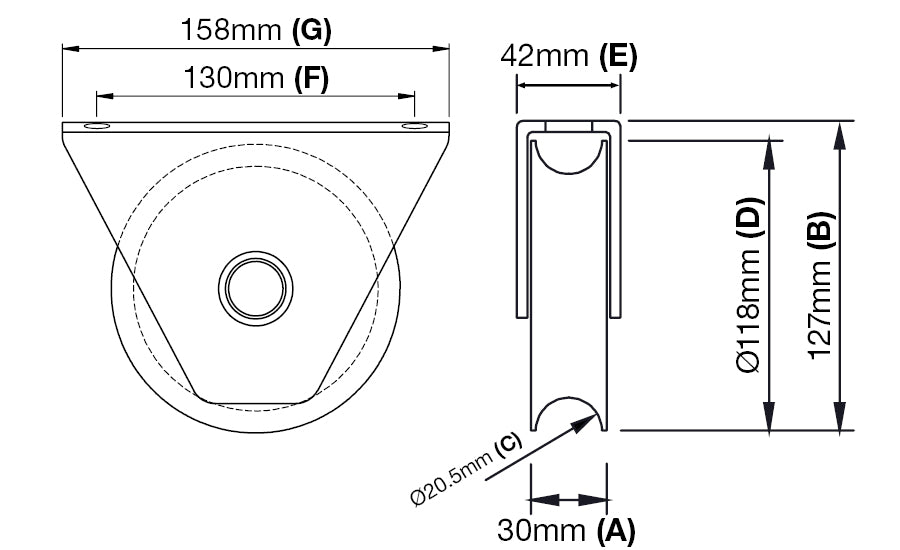 118mm Bottom Mount Gate Track Wheel (GTR002) image 1