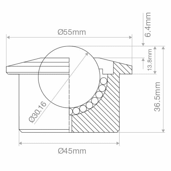 304 Stainless Steel Drop in Machined Style Ball Transfer 30mm Roller Diameter | BTR530SS image 1