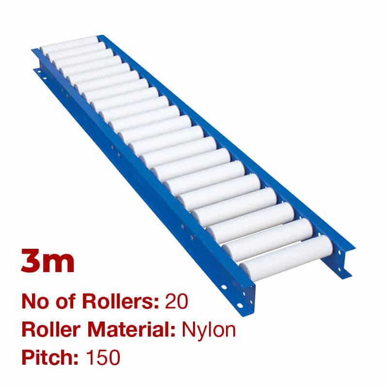 290mm Wide Gravity Conveyor with Nylon Rollers - 3m Long (CGR080) image 0