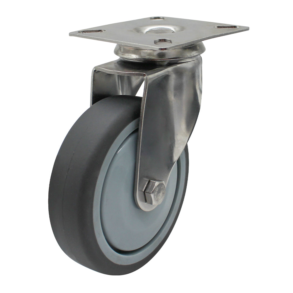 100mm Rubber Wheel 70kg Capacity Stainless Steel Castor (S4726) image 0