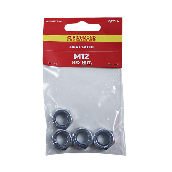 M12 Zinc Plated Hex Nut - 4 Pack (NUTM12ZPK4) image 0