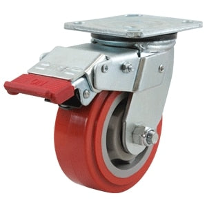 Richmond Castor Swivel with 125mm Polyurethane Tyred Wheel with Swivel Lock and Brake (S5510SLB) image 0