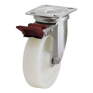 Richmond Swivel 125mm Solid White Nylon Wheel Stainless Steel Excel Castor (S5142B) image 0