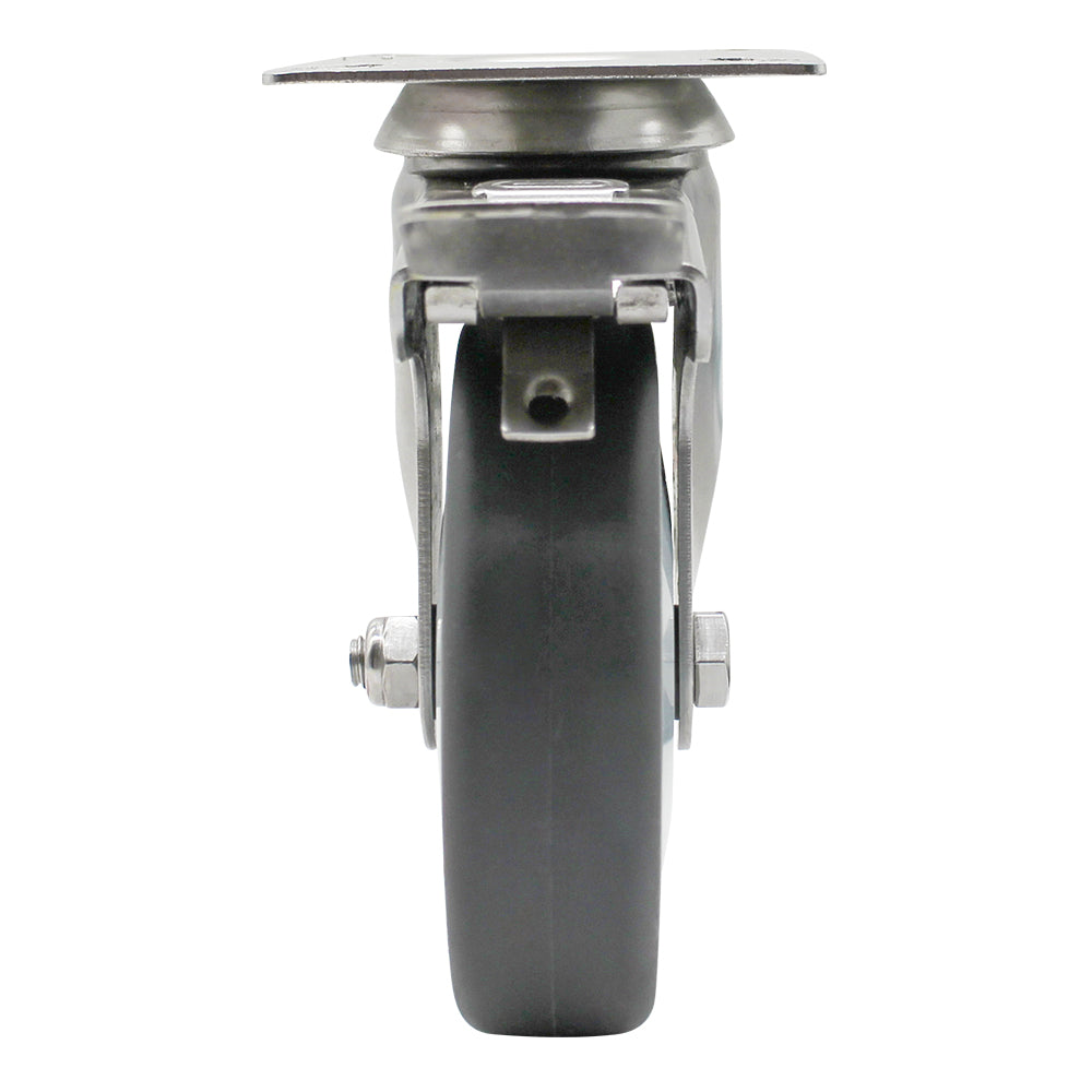 100mm Rubber Wheel 70kg Capacity Stainless Steel Brake Castor (S4726B) image 3