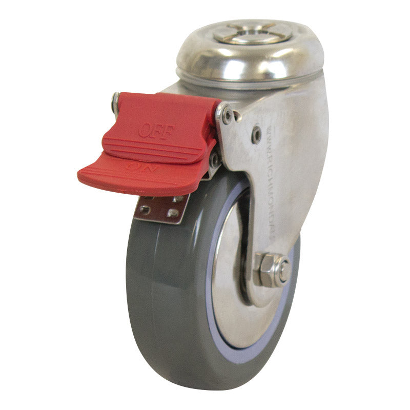 Richmond Swivel 100mm Grey Poly Tyred Wheel Stainless Steel Elite Castor (S4478B) image 0
