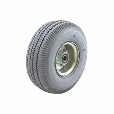 250mm 2 Piece Metal Centre Grey Pneumatic 410.350X4 BB Richmond Wheel (Saw Tooth Tread) | PN1050-75BB image 0