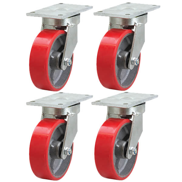 Waste Bin Castor Set with Poly on Cast Iron Wheels (WASTESETT-12) image 0