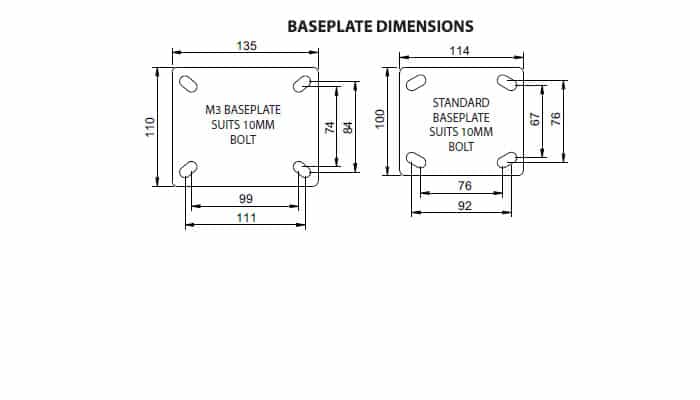 150mm Reb Rubber Wheel 225kg Capacity Castor (S6632SLB) image 1