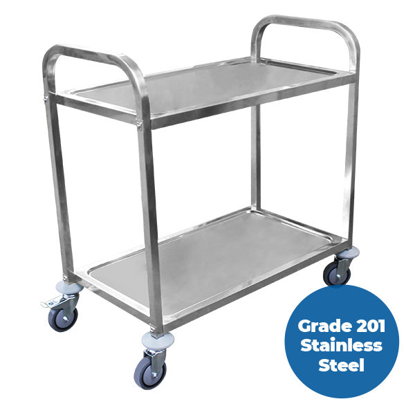2 Shelf Grade 201 Stainless Service Trolley  | STR229 image 0