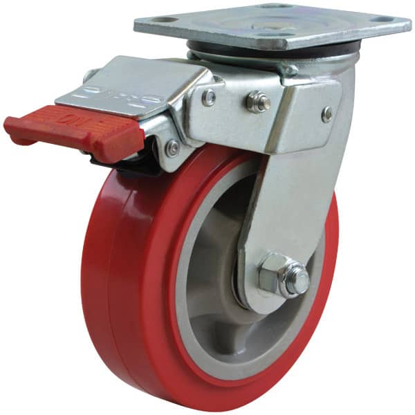 Swivel 150mm Red Poly Tyred Wheel Heavy Industrial Castor (S6644WBO) image 0