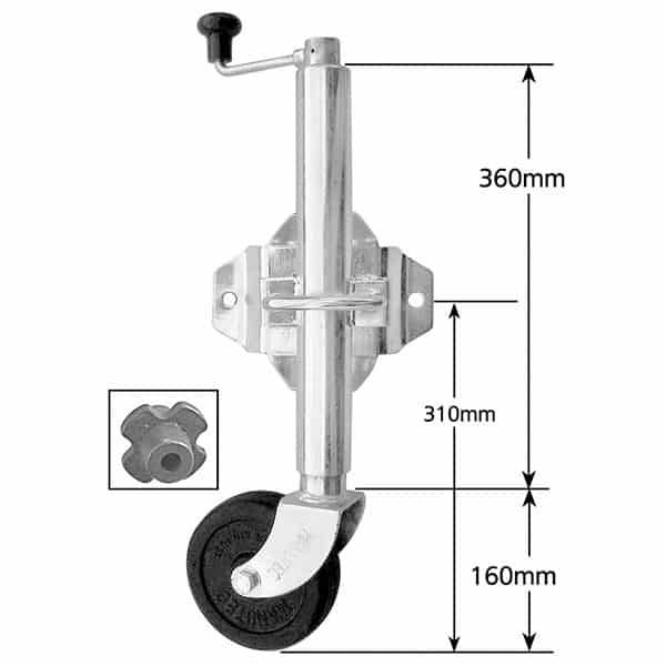 6" Jockey wheel with Steel Web / Swivel Bracket image 0