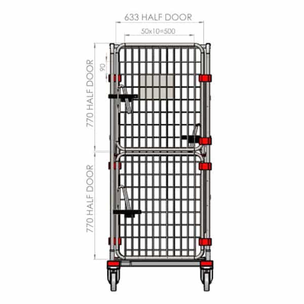 4 Sided Roll Cage with 2 Half Doors + 1 Full Door - Z Base (RCR411) image 1