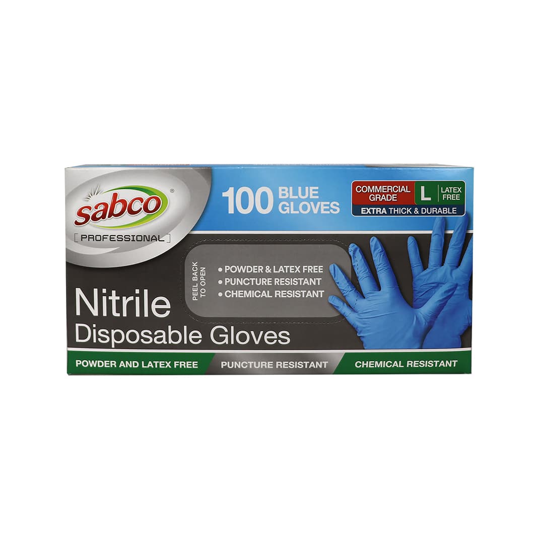 SABCO BLUE NITRILE GLOVES 100PK L TGA ARTG ID 334715 (SABC-8006) image 2