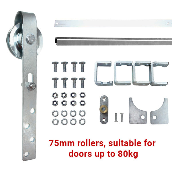 Heavy Duty Barn Door Rail Kit with 75mm Rollers (BHR023075KIT ) image 3