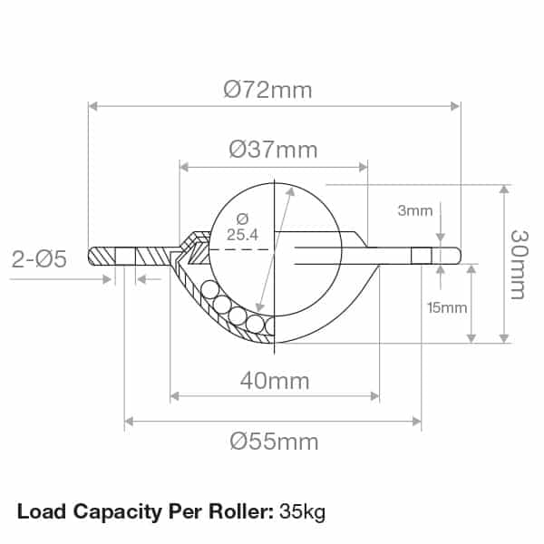 Mild Steel Recessed Flange Mount Ball Transfer 24.5mm Roller Diameter | BTR225MS image 1