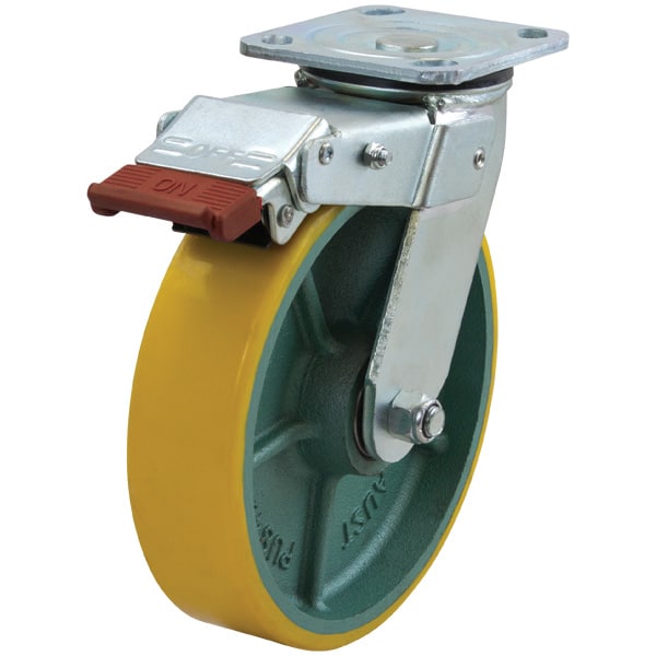 Richmond Castor Swivel with 200mm Polyurethane Tyred Wheel and Swivel Lock and Brake (S8851SLB) image 0