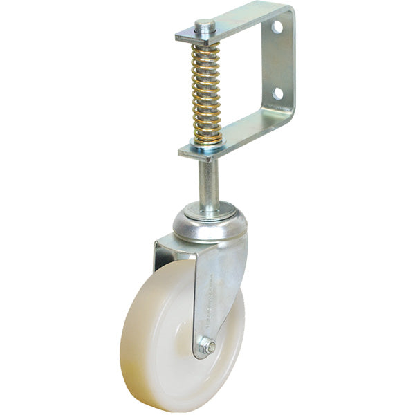 Spring Gate Castor with 125mm Solid White Nylon Wheel One Bolt Castor (S5024) image 0