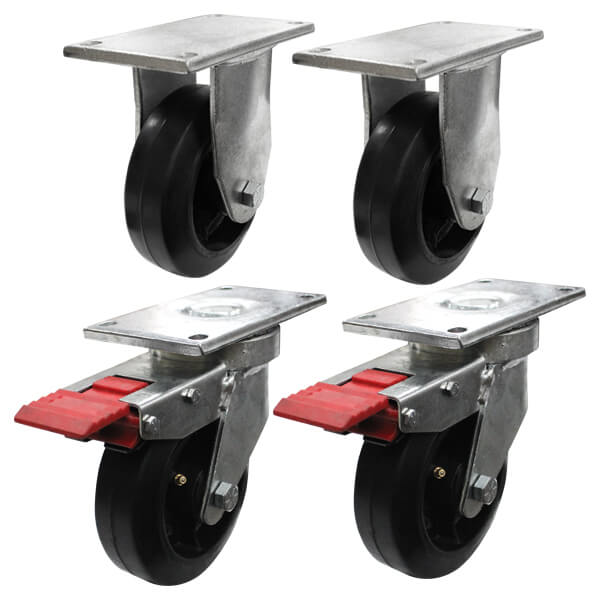 Waste Bin Castor Set with Rubber on Cast Iron Wheels (WASTESETT-13) image 0