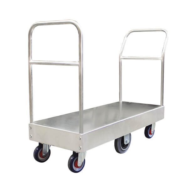 Narrow 6 Wheel Stock Platform Trolley Twin Handle | PGR400 image 0