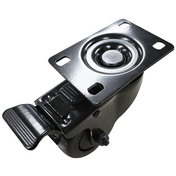 75mm Black Polyurethane Wheel 80kg Capacity Swivel Brake Castor (S3398B) image 2