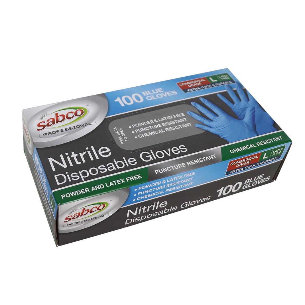 SABCO BLUE NITRILE GLOVES 100PK L TGA ARTG ID 334715 (SABC-8006) image 0