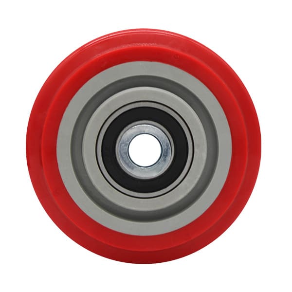 100mm Polyurethane Tyred Nylon Centred Wheel | 3/4" Axle Diameter (PU4409-75) image 1