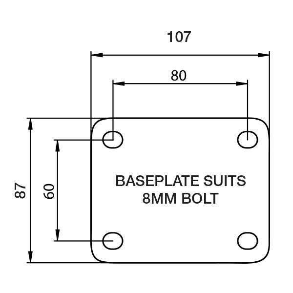 80mm Nylon Wheel 125kg Capacity Castor (R3601) image 1