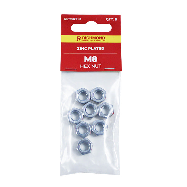 M8 Zinc Plated Hex Nut - 8 Pack (NUTM8ZPK8) image 0