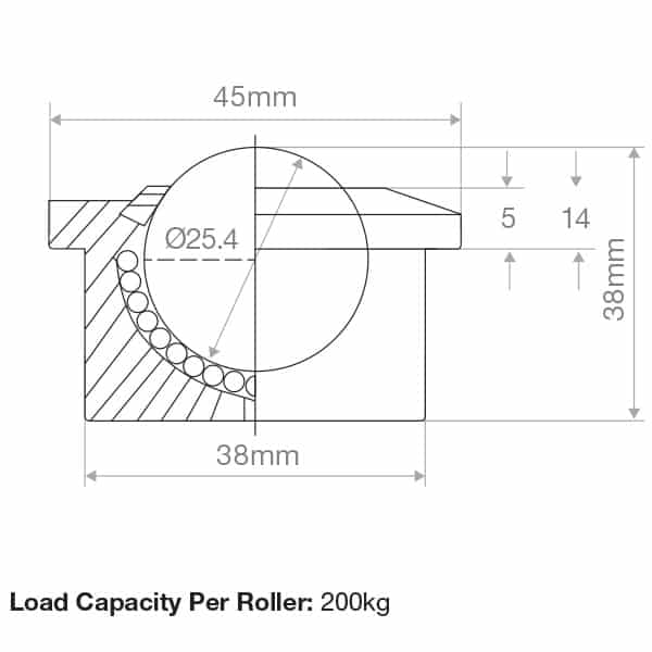 304 Stainless Steel Drop in Machined Style Ball Transfer 25.4mm Roller Diameter | BTR525SS image 1