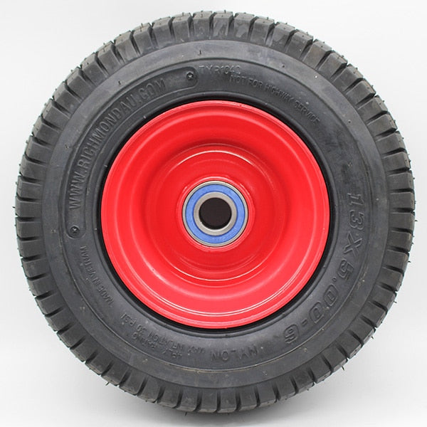 300mm 2 Piece Zinced Metal Centre Pneumatic 13X500X6 FL Richmond Wheel (Turf Tread) | PN1272-1FL image 1