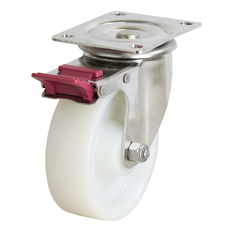 Richmond Swivel 150mm Solid White Nylon Wheel Stainless Steel Excel Castor (S6142B) image 0