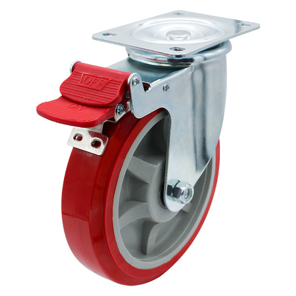 Richmond Castor Swivel with Polyurethane 200mm Wheel and Brake (S8044B) image 0