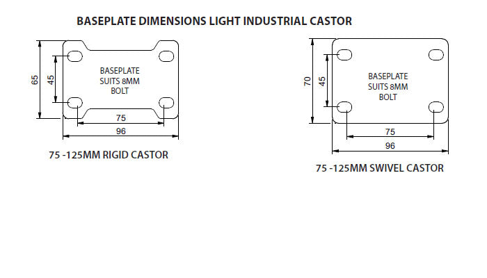 Richmond Castor Swivel with Rebound Rubber 75mm Wheel and Brake (S3350B) image 1