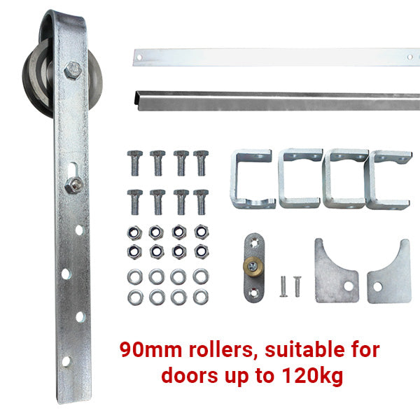 Heavy Duty Barn Door Rail Kit with 90mm Rollers (BHR023090KIT ) image 2