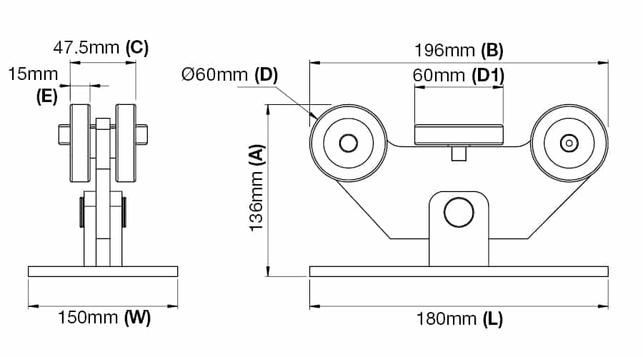 Cantilever Gate 5 Wheel Set to Suit 68mm Wide Channel (GTR026) image 1
