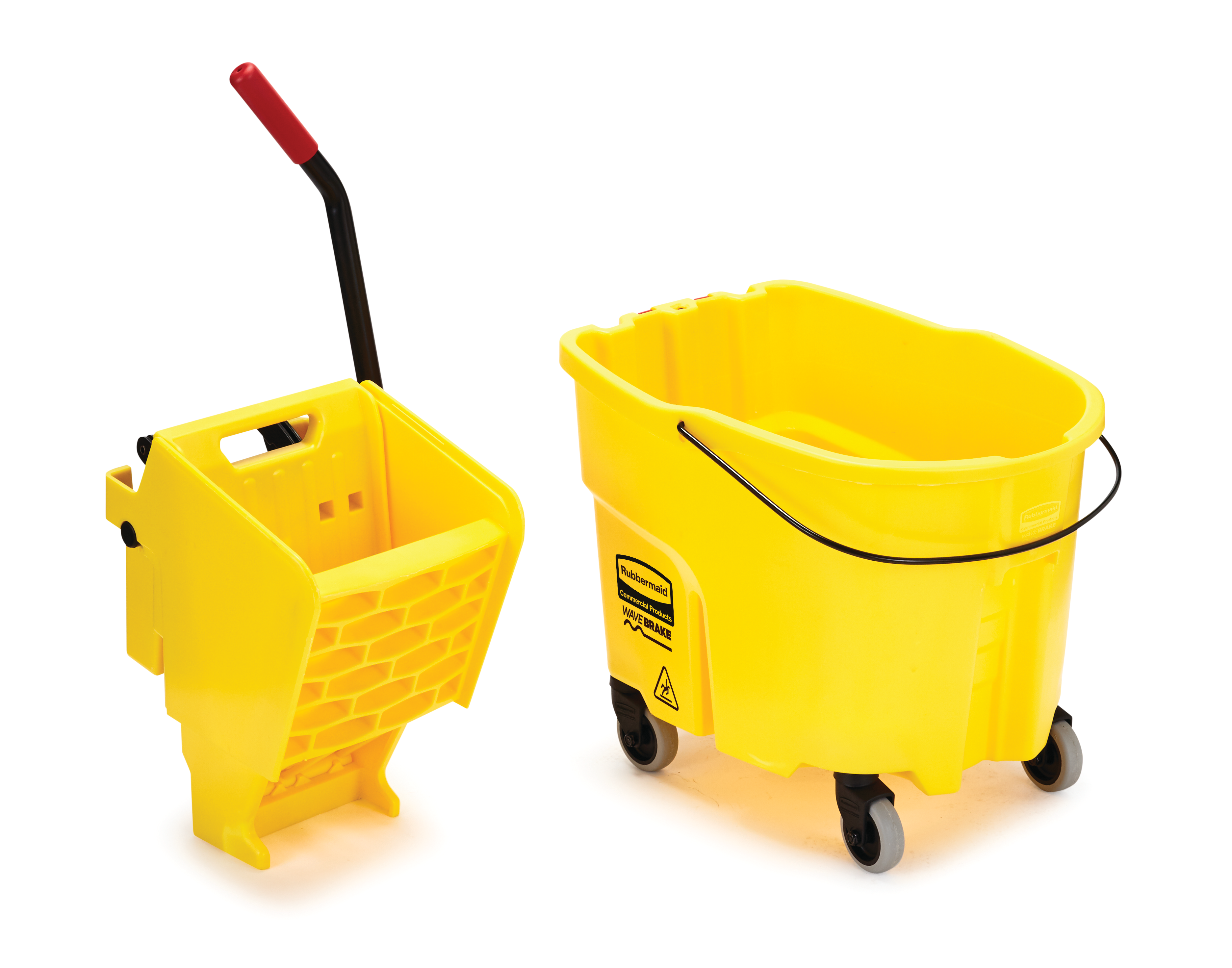 Rubbermaid Commercial Products WaveBrake 35-Quart Side-Press Bucket and Wringer, Yellow | FG758088YEL