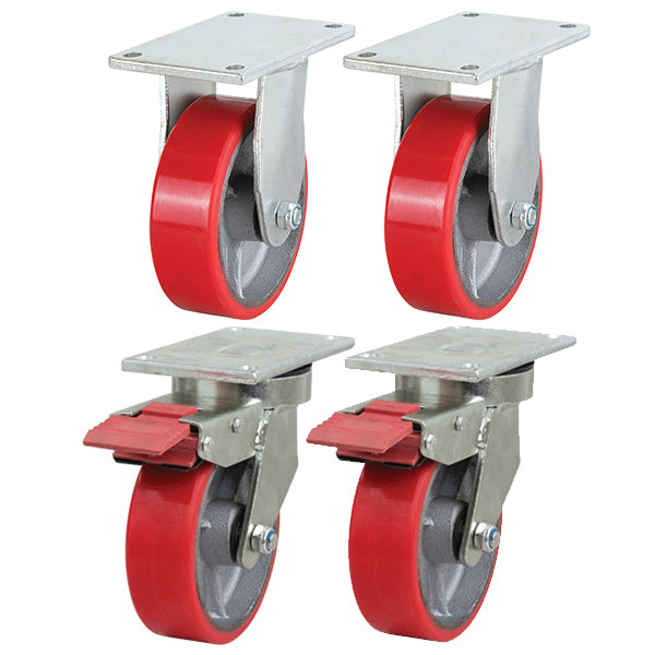 Waste Bin Castor Set with Poly Tyred Cast Iron Wheels (WASTESETT-7) image 0
