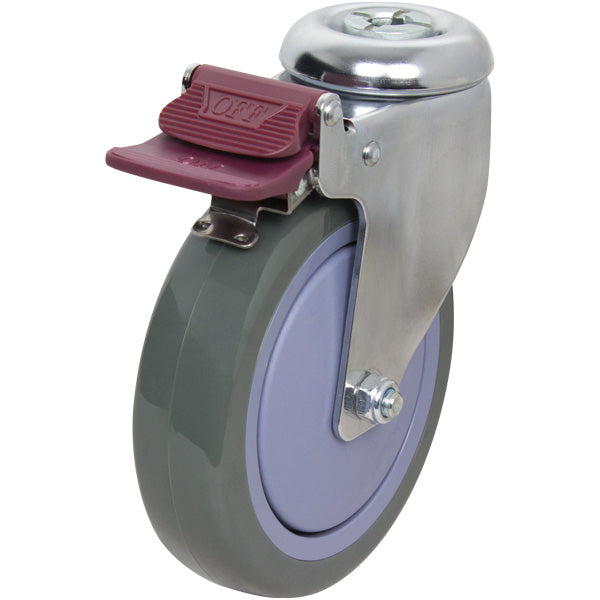 Richmond Swivel 125mm Grey Poly Tyred Wheel Chrome Durolite Castor (S5581BR) image 0
