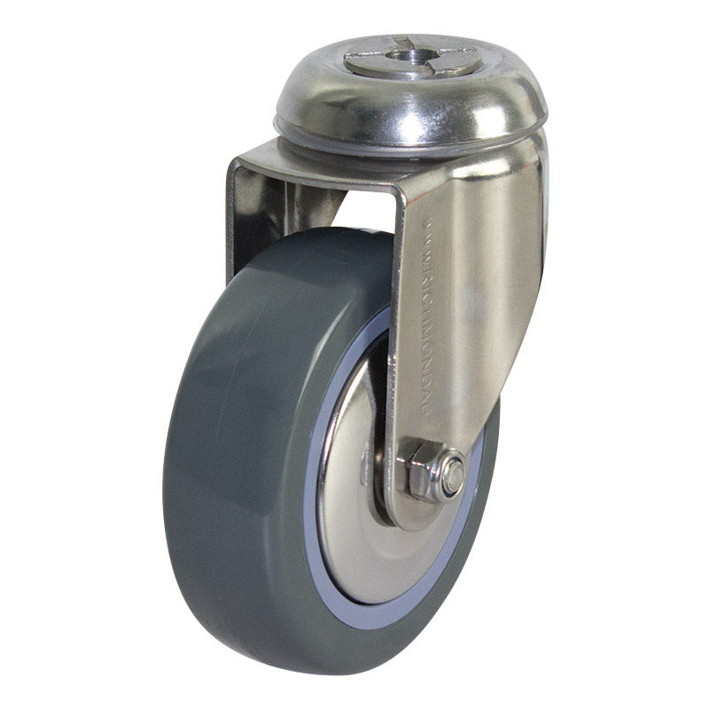 Richmond Swivel 100mm Grey Poly Tyred Wheel Stainless Steel Elite Castor (S4478) image 0