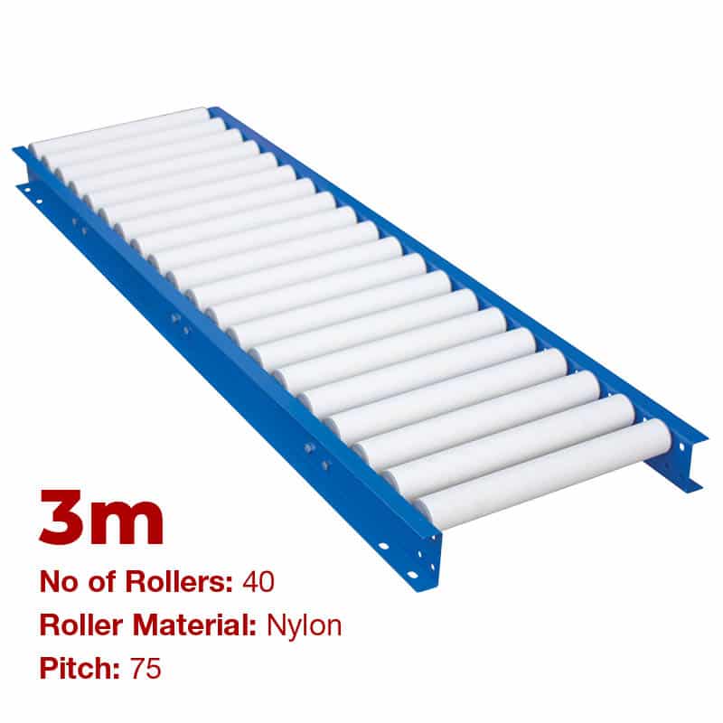 450mm Wide Gravity Conveyor with Nylon Rollers - 3m Long (CGR088) image 0