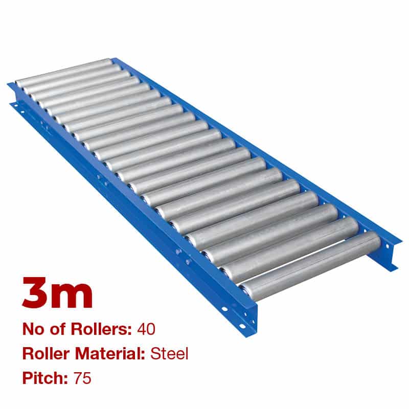 450mm Wide Gravity Conveyor with Steel Rollers - 3m Long (CGR087) image 0
