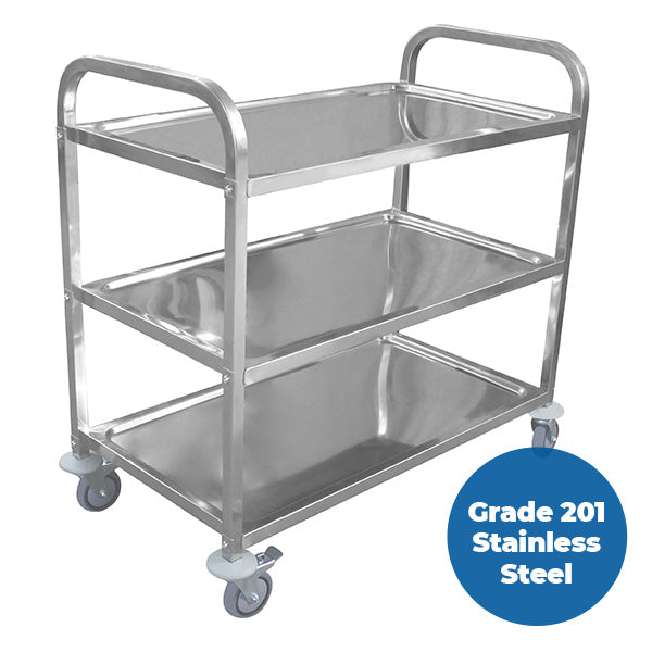 3 Shelf Grade 201 Stainless Hospitality/Service Trolley  | STR332 image 0